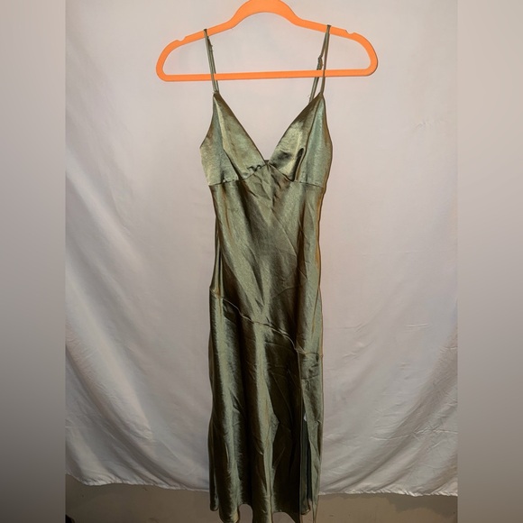saints and secrets green dress + | Dresses | Saints Secrets Ladies Small Olive 34 Length Satin Spaghetti Strap parent:dalia-maxi-dress